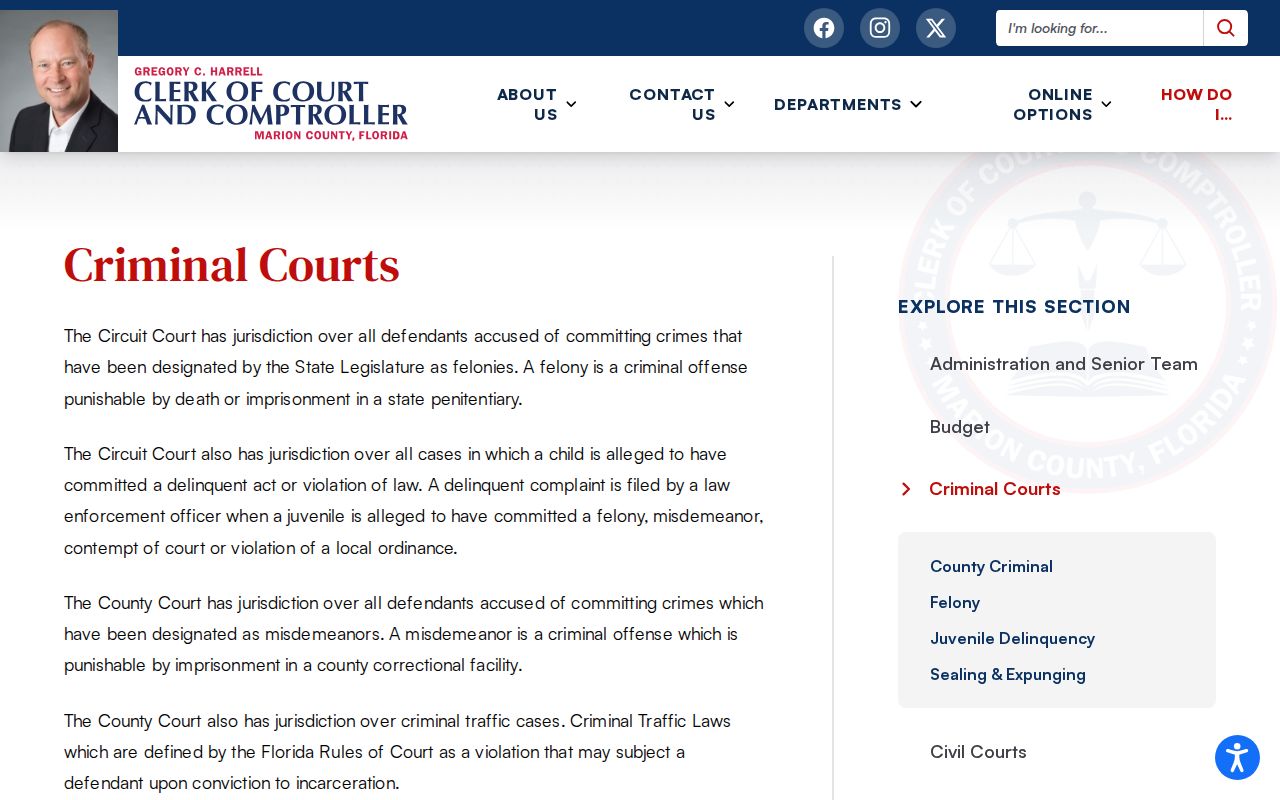 Marion County Clerk Criminal Courts information