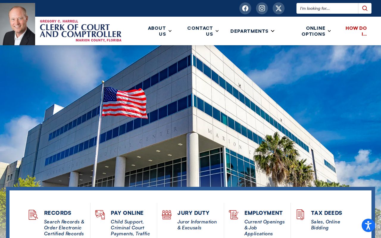 Marion County criminal court records Clerk home page