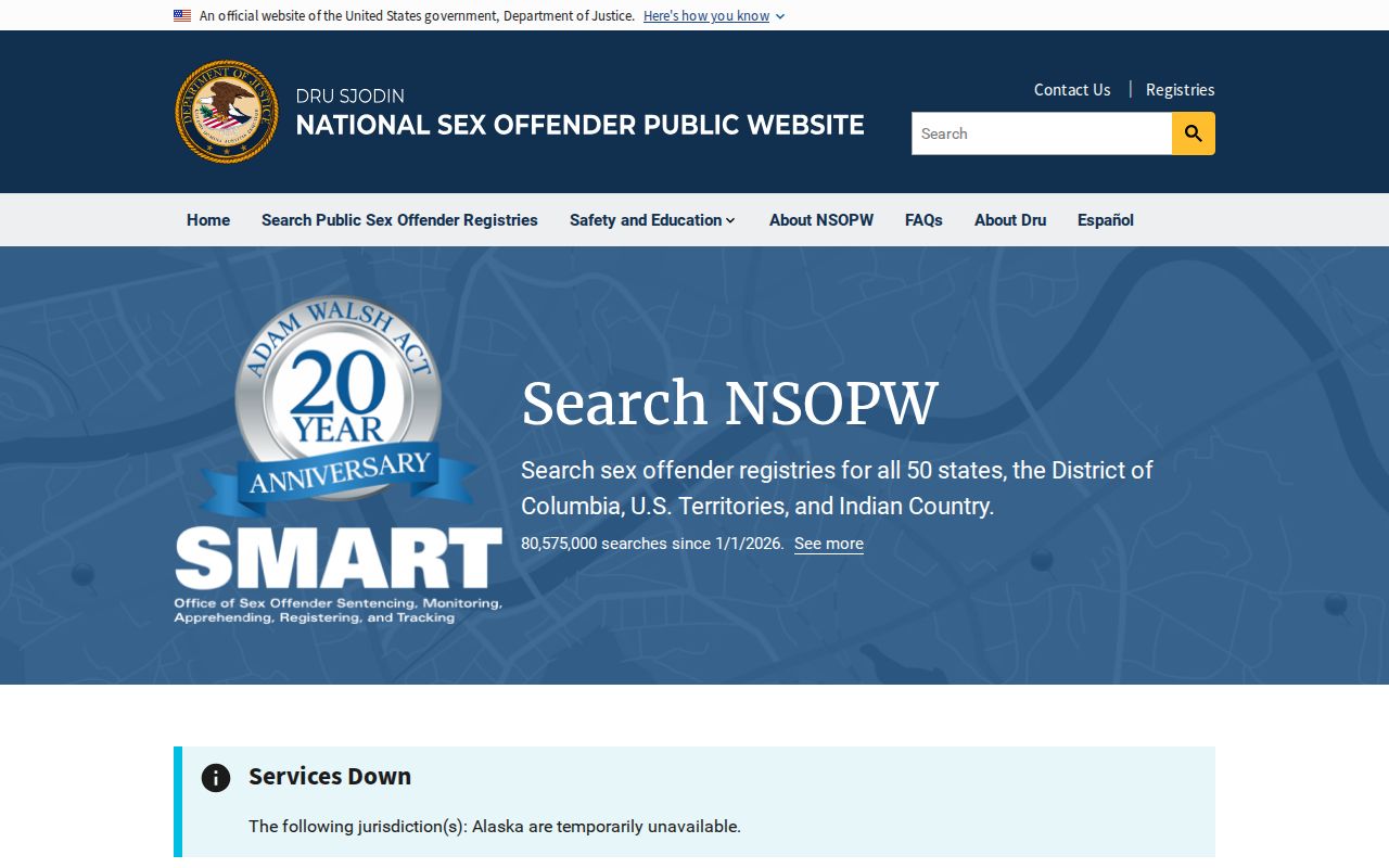 National Sex Offender Public Website search interface